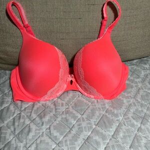 Victoria's Secret Bright Coral Lace Trim Bra